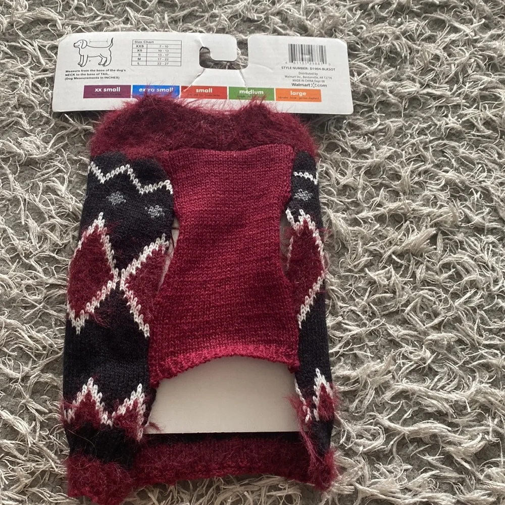 Burgundy plaid knit pet sweater